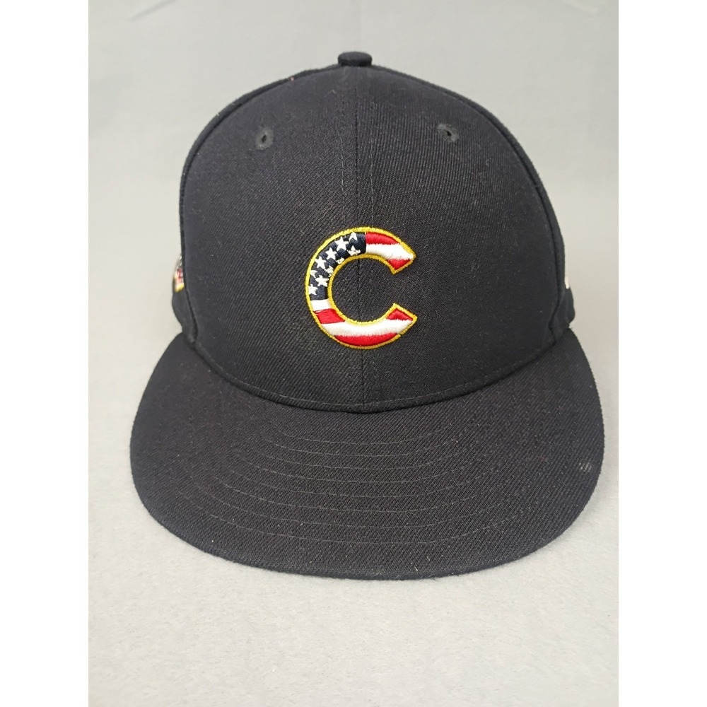 Chicargo Cubs Fitted Hat 7 Uesd Era 59 Fifty Fourth Of July American Flag Cap